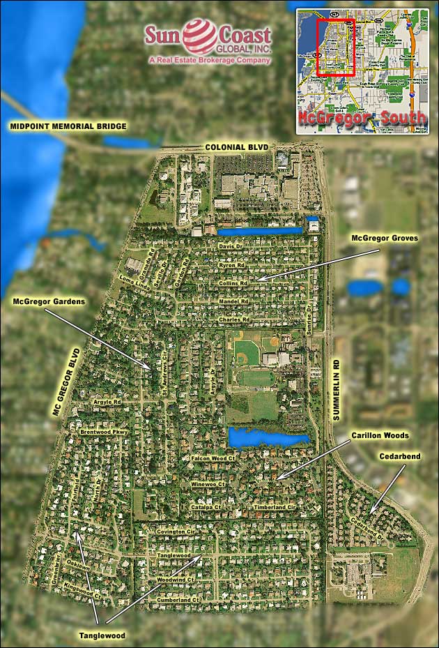 Fort Myers Mcgregor South Area Overhead Map